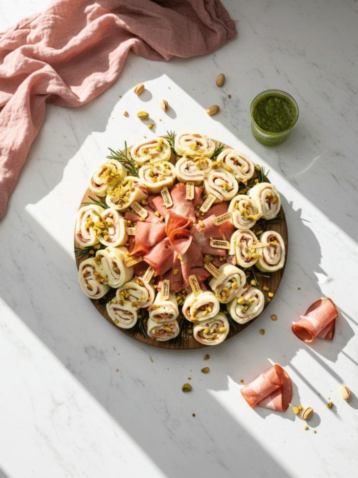 Búfala Rolls de Mortadela com Pistache