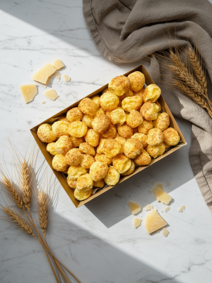 Pães de queijo com crosta parmesão